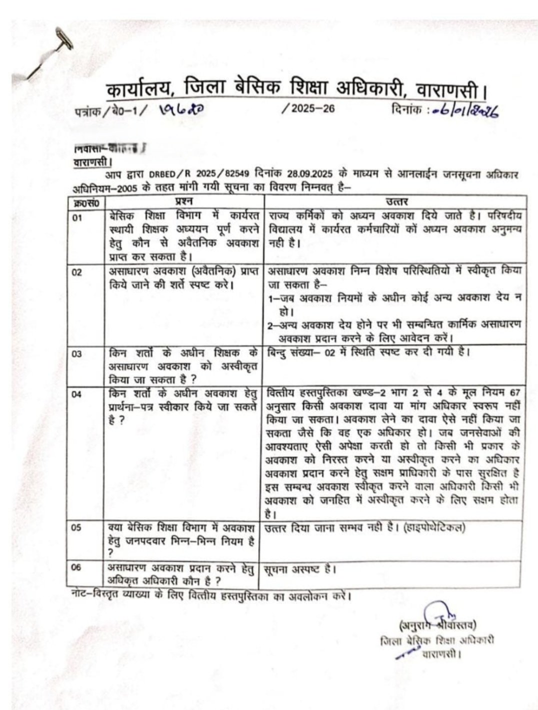 बेसिक शिक्षा के शिक्षकों को स्टडी लीव नहीं, असाधारण अवकाश केवल निर्धारित शर्तों पर