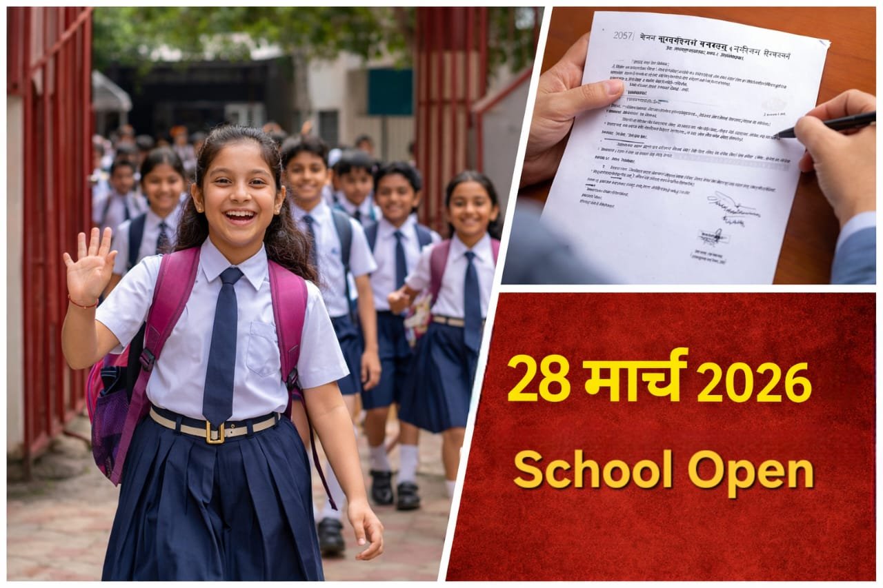 गाजियाबाद में 28 मार्च 2026 से स्कूलों में ऑफलाइन कक्षाएं शुरू होने का संकेत देती छात्र-छात्राओं की तस्वीर