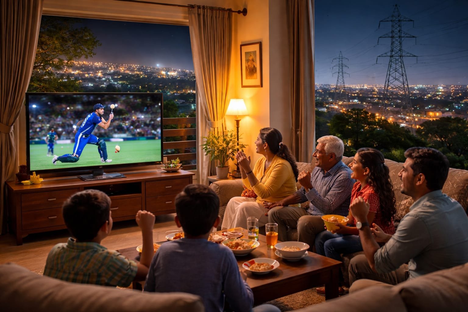 उत्तर प्रदेश में बिजली वितरण लाइनें और ट्रांसमिशन सिस्टम का दृश्य