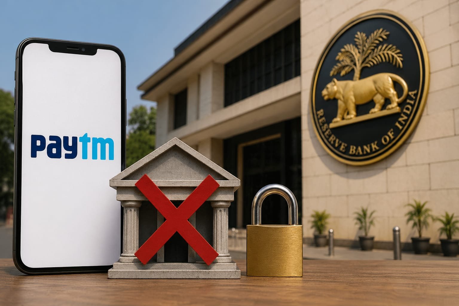 Paytm Payments Bank पर RBI की कार्रवाई को दर्शाती प्रतीकात्मक इमेज