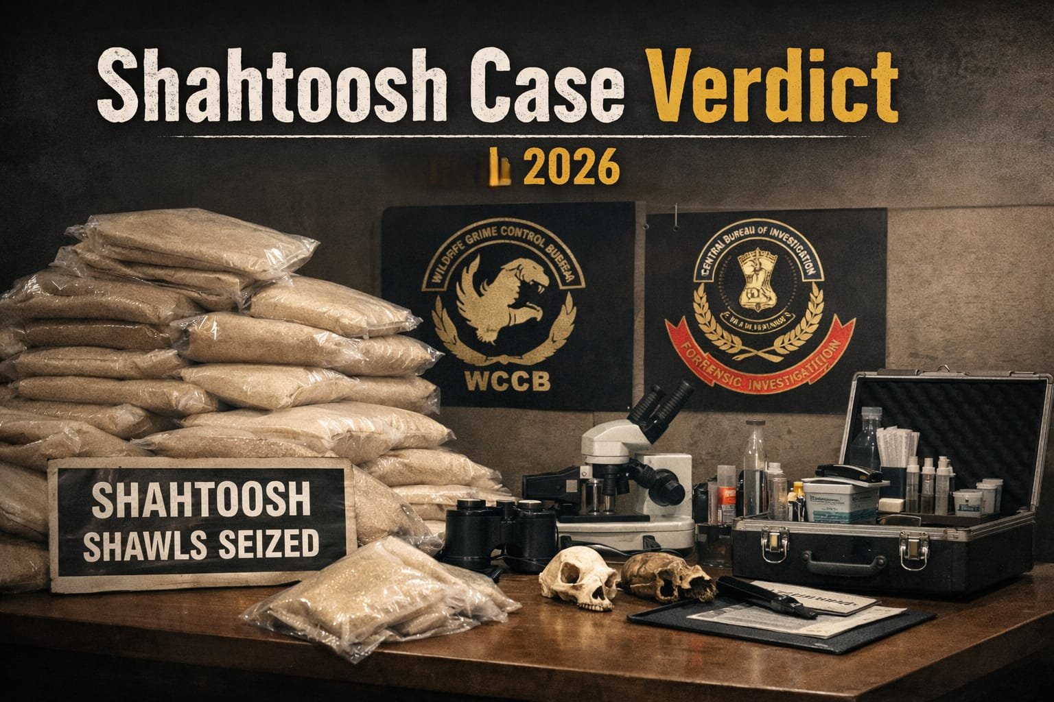 शाहतोश शॉल जब्ती और वन्यजीव अपराध जांच से जुड़ा प्रतीकात्मक दृश्य
