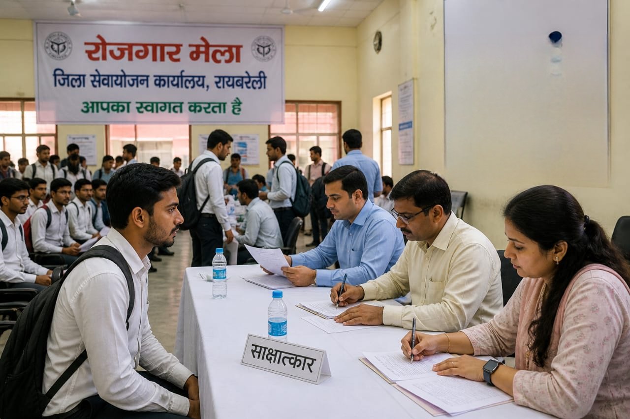 रायबरेली रोजगार मेला 2026 में इंटरव्यू देते अभ्यर्थी और चयन प्रक्रिया का दृश्य (प्रतीकात्मक चित्र)